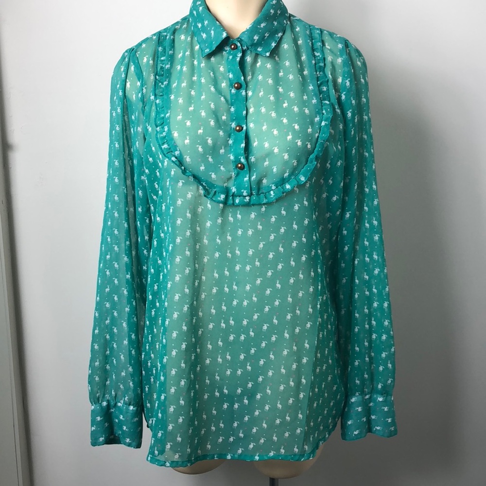 Austin Reed sheer vintage style pop over top XL
